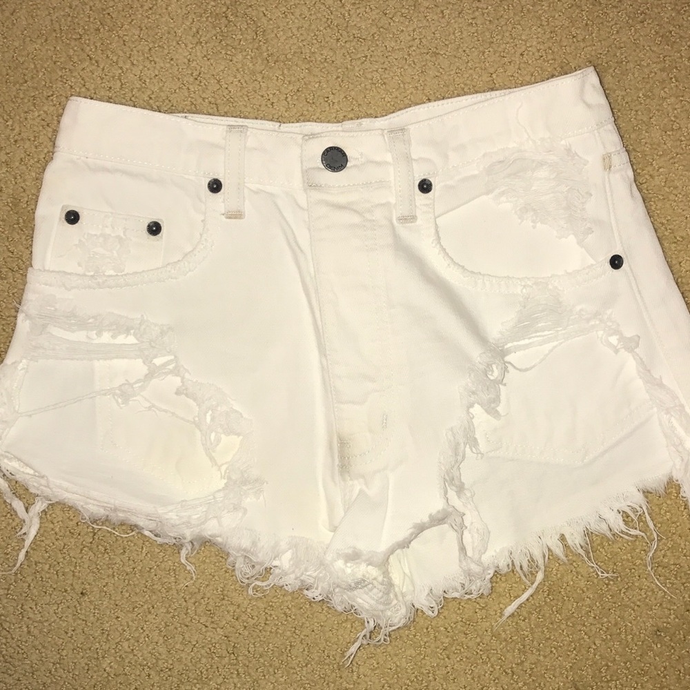 White Carmar Denim Distressed Shorts